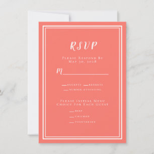 Boda minimalista moderna Menú RSVP Blanco Coral
