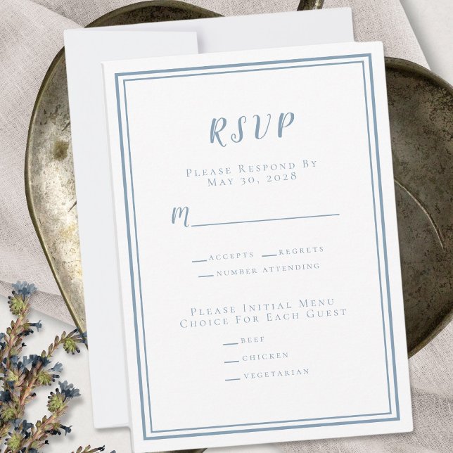 Boda Minimalista moderna Menú RSVP Dusty Blue (Subido por el creador)