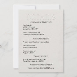 Boda Minimalista Moderna Tarjeta de DETALLES