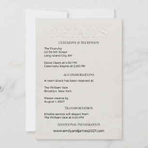Boda Minimalista Moderna Tarjeta de DETALLES