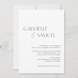 Boda Minimalista moderno Dusty Blue Invitación