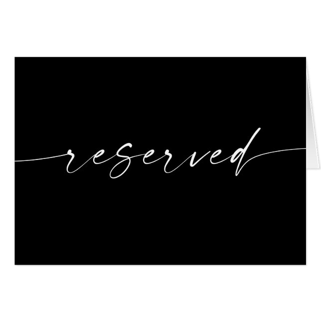 Boda Minimalista negro | Rótulo reservado de scrip (Anverso (Horizontal))
