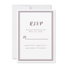 Boda Minimalista RSVP Moderno Morado de Boda