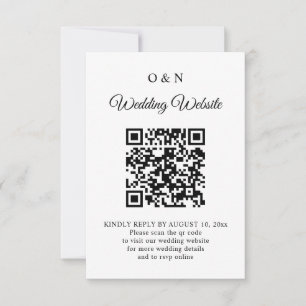 Boda Minimalista Tarjeta de Respuesta QR Code Negr