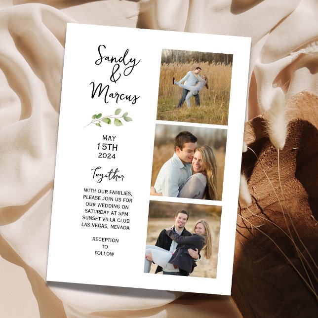 Boda minimalista Tres Invitaciones fotográficas (Subido por el creador)
