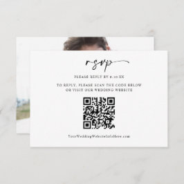 Boda mínimo moderno Código QR Foto Tarjeta RSVP