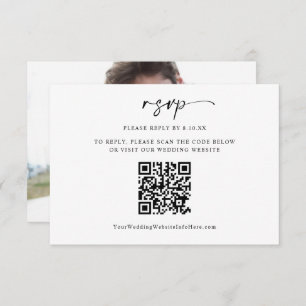 Boda mínimo moderno Código QR Foto Tarjeta RSVP