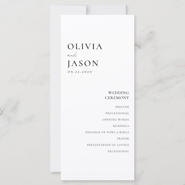 Boda mínimo moderno en blanco y negro (Anverso)