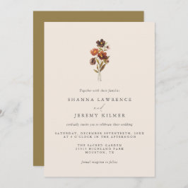 Boda Mínimo Rústico Elegante Floral | Invitación