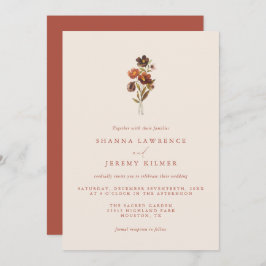 Boda Mínimo Rústico Elegante Floral | Invitación