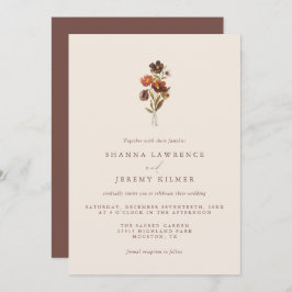 Boda Mínimo Rústico Elegante Floral | Invitación