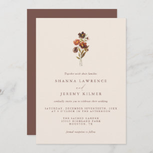 Boda Mínimo Rústico Elegante Floral Invitación