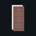 Boda Mínimo Rústico Elegante Floral | Menú<br><div class="desc">La elegante y rústica colección de bodas del Delicate Bloom Paperie incluye ramos de flores de otoño y sorprendentes colores con temática de otoño. Personalice este menú boda con sus entrantes,  platos principales y postres. Esta versión presenta nuestros principales elementos de diseño,  invertidos para mayor contraste.</div>