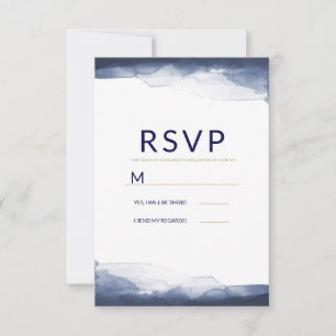 Boda moderna chic de acuarela azul marino RSVP