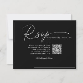 Boda moderna clásica caligrafía código QR RSVP