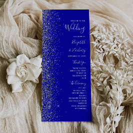 Boda moderna con borde de purpurina azul real plat