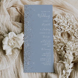 Boda moderna con brillo plateado azul polvoriento