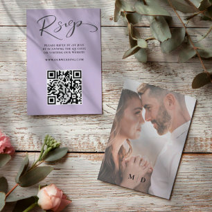Boda moderna con código QR RSVP en blanco y negro