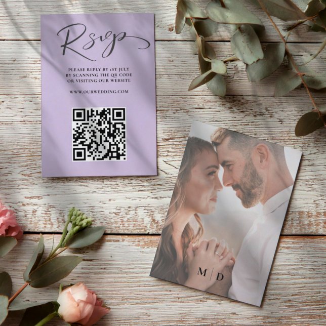 Boda moderna con código QR RSVP en blanco y negro (Subido por el creador)