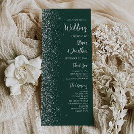 Boda Moderna con Letra Brillante de Plata Verde Es