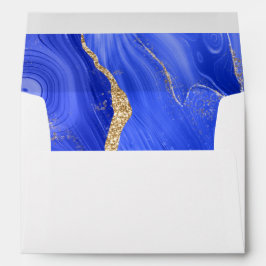 Boda Moderna de Ágata Azul Real y Oro