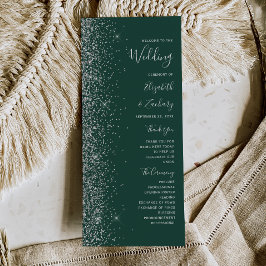 Boda moderna de brillo plateado y verde oscuro