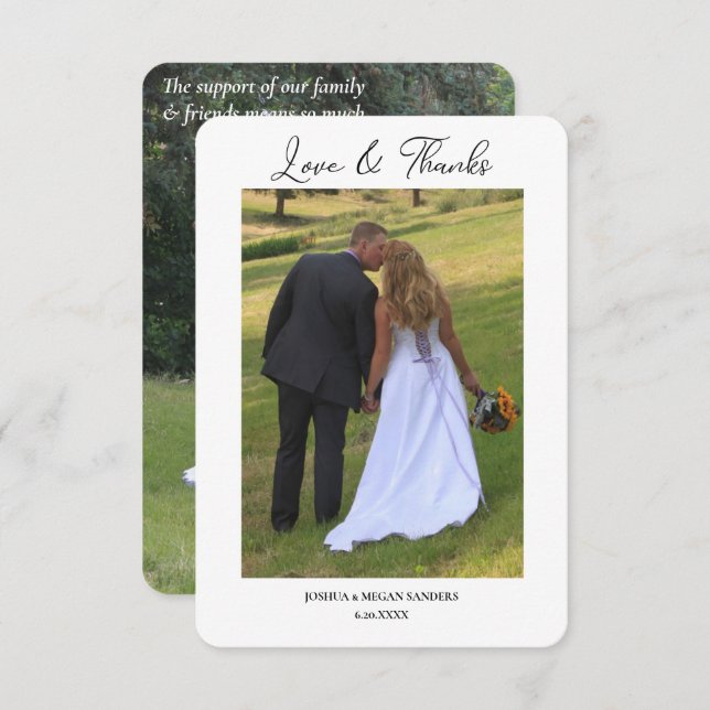 Boda Moderna de Dos Fotos de Amor y Agradecimiento (Anverso / Reverso)