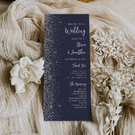 Boda Moderna de Letra Brillante Azul Oscuro Platea