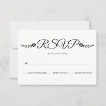 Boda moderna de tipografía blanca y negra RSVP