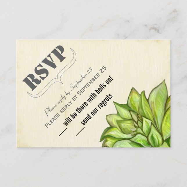 Boda moderna de tipografía rústica suculenta (Anverso)