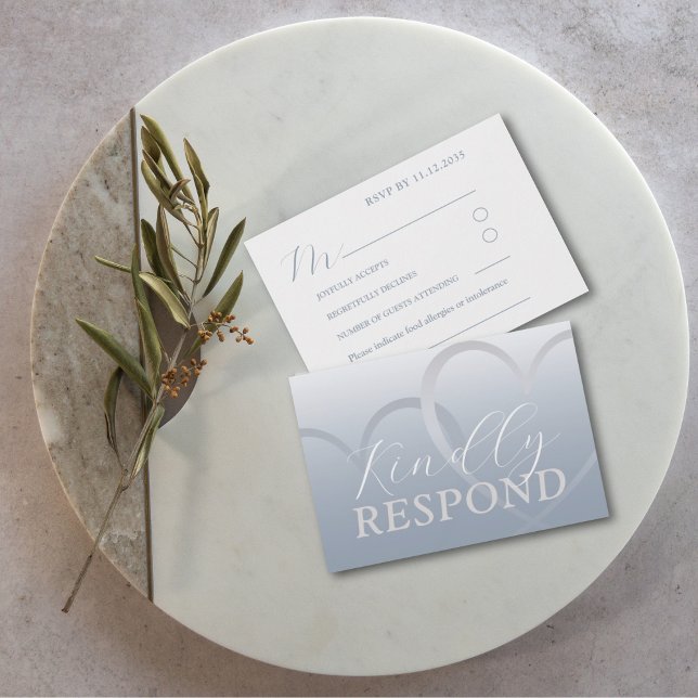 Boda Moderna Dusty Blue y Blanco Corazón RSVP  (Subido por el creador)
