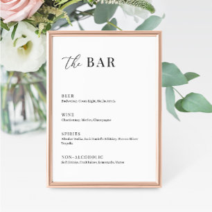 Boda Moderna Elegante El Rótulo Del Menú Bar