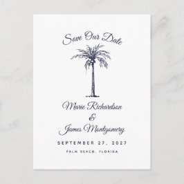Boda moderna en la playa con tarjeta de aviso de f