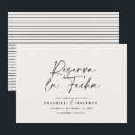Boda moderna Reserva la Fecha crema negro Guardar<br><div class="desc">Tarjeta de boda de tipografía moderna y elegante con Reserva la Fecha. Con tipografía moderna y elegante y diseño de respaldo a rayas. Los colores se pueden personalizar.</div>