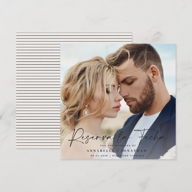 Boda moderna Reserva la Fecha crema negro Guardar  (Anverso / Reverso)