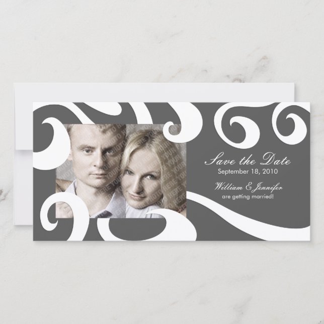 Boda moderna salva la tarjeta de fotos de la fecha (Anverso)