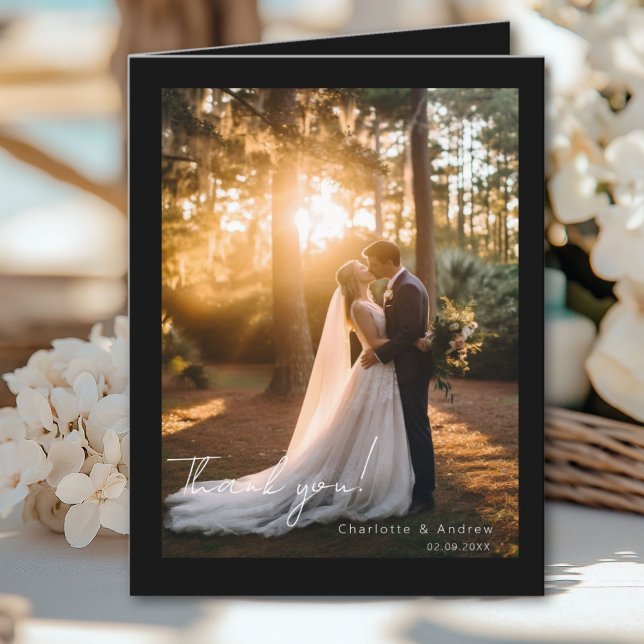 Boda moderno 2 Tarjeta de agradecimiento (Modern wedding 2 Photo Thank you Card)