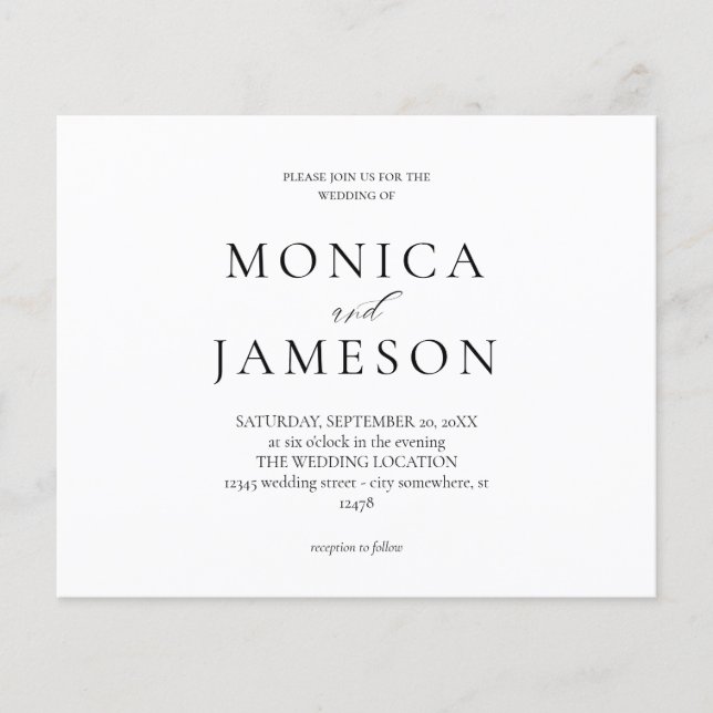 Boda moderno blanco y negro 2 volante presupuesto (Frente)