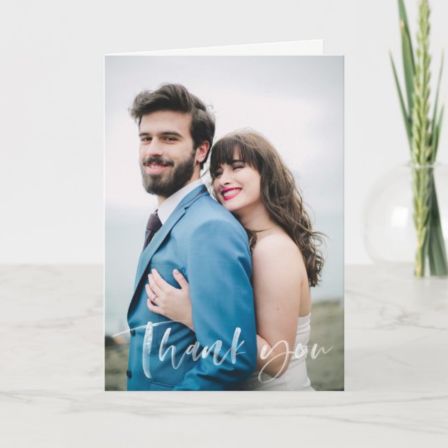 Boda moderno con letras a mano Gracias tarjeta (Anverso)