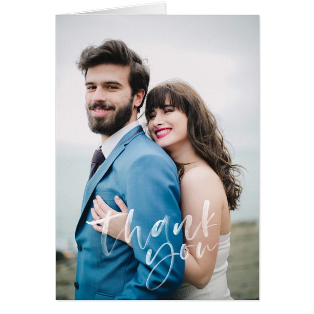 Boda moderno con letras a mano Gracias tarjeta (Frente)