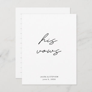 Boda moderno de caligrafía blanca negra hace votos