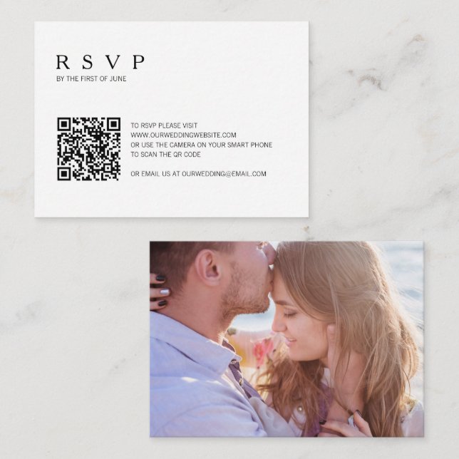 Boda moderno de código QR para fotos Mini tarjeta  (Anverso / Reverso)