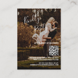 Boda moderno de fotos con código QR Mini tarjeta R