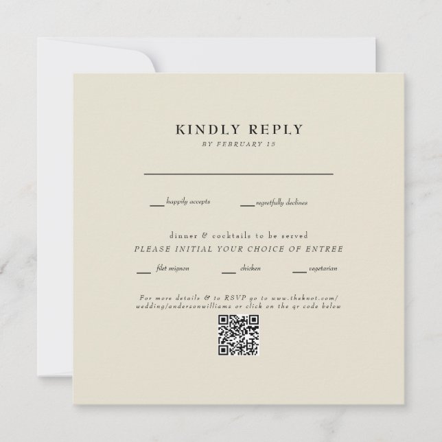 Boda moderno de la plaza Beige-código QR RSVP (Anverso)