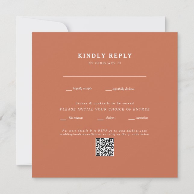 Boda moderno de Terracota Square QR Código RSVP (Anverso)