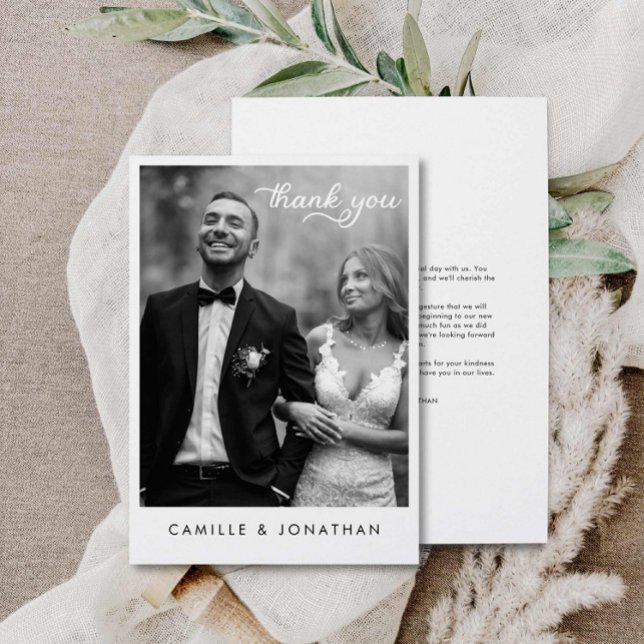 Boda moderno Foto - tarjeta de agradecimiento (Modern Wedding Photo Thank you card)