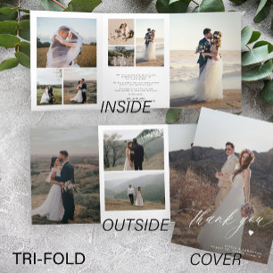 Boda moderno gracias tarjeta de collage multifoto