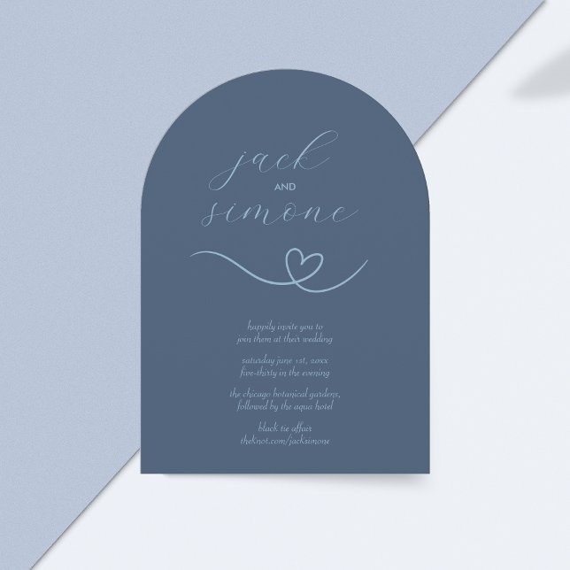 Boda moderno | Invitaciones de Arch | Azul oscura (Subido por el creador)