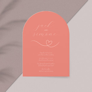 Boda moderno Invitaciones de Arch Coral oscuro