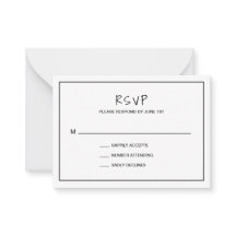 Boda moderno Minimalista simple Mini tarjeta RSVP